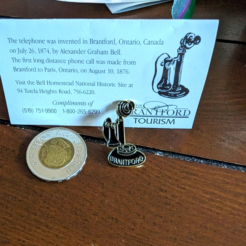 - Old Telephone Lapel Pin from Brantford Ontario.